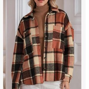 AUTUMN WOMEN'S ULTRA-SOFT LONG SLEEVE FLANNEL JACKET SHIRT SHACKET MEDIUM NWOT